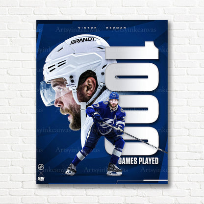 Victor Hedman 1000 NHL games Lightning canvas print