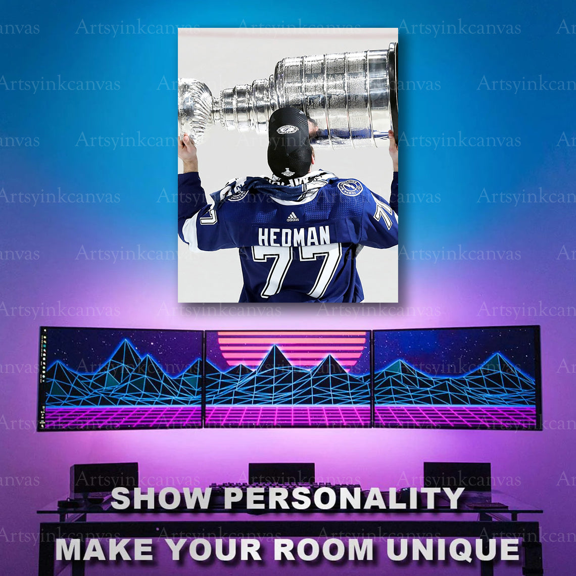Victor Hedman championship hockey artwork Tampa Bay Lightning
