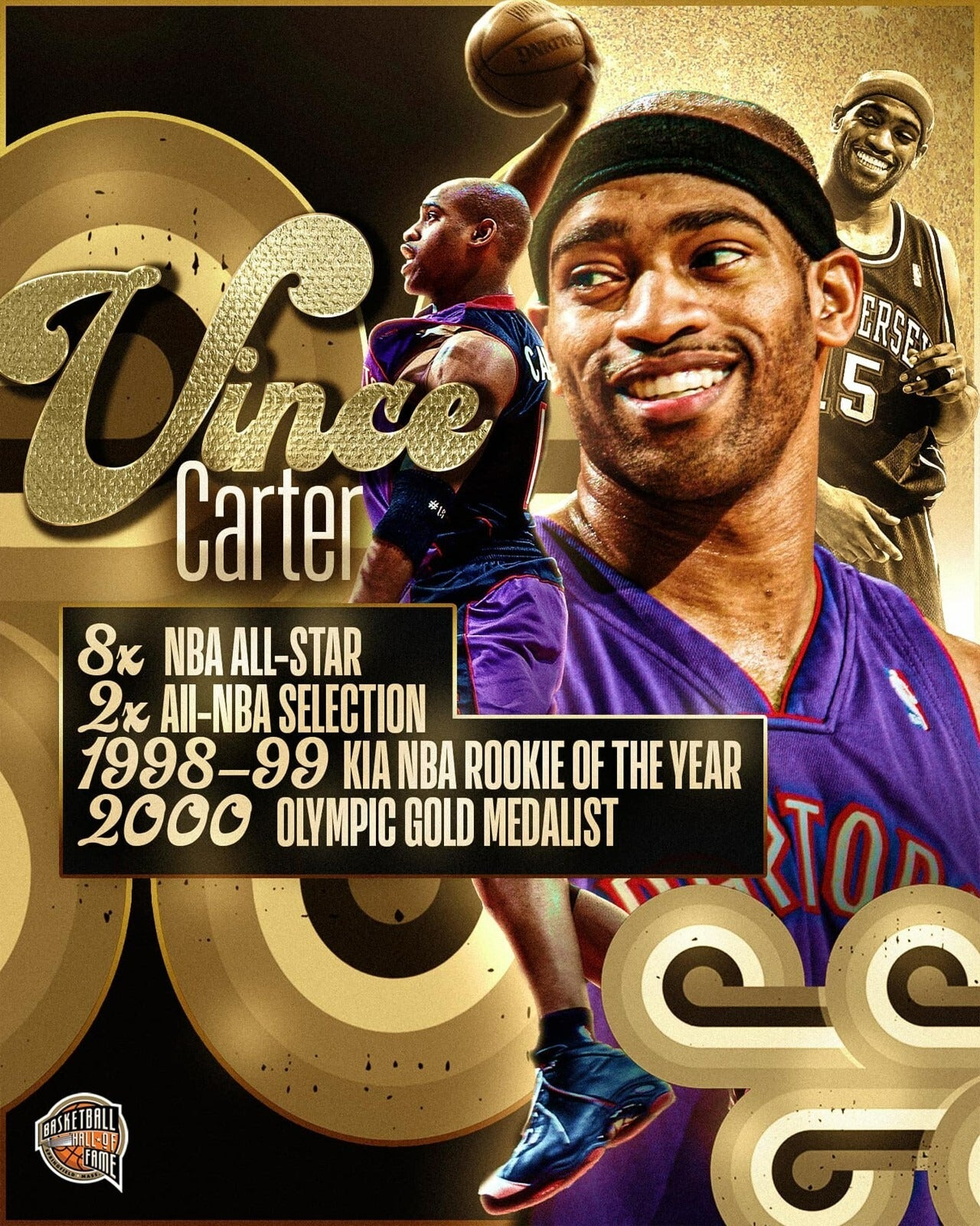 Vince Carter Hall of Fame résumé Toronto Raptors canvas wall art