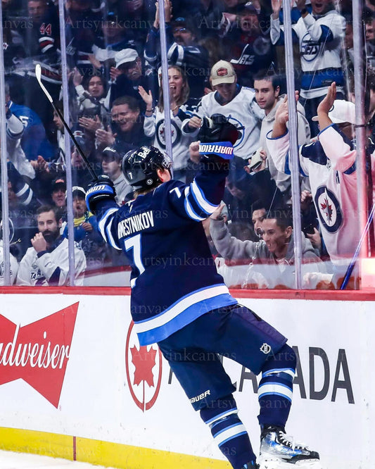 Vladislav Namestnikov goal celebration Winnipeg Jets canvas wall art
