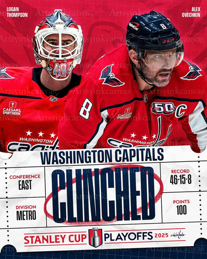 Washington Capitals 2025 Playoffs Clinched canvas wall art