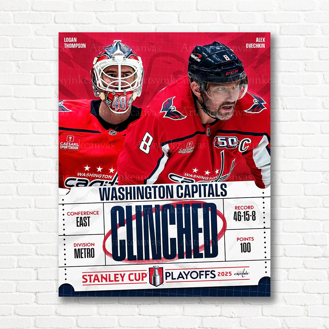 Capitals 2025 playoff clinching celebration canvas print