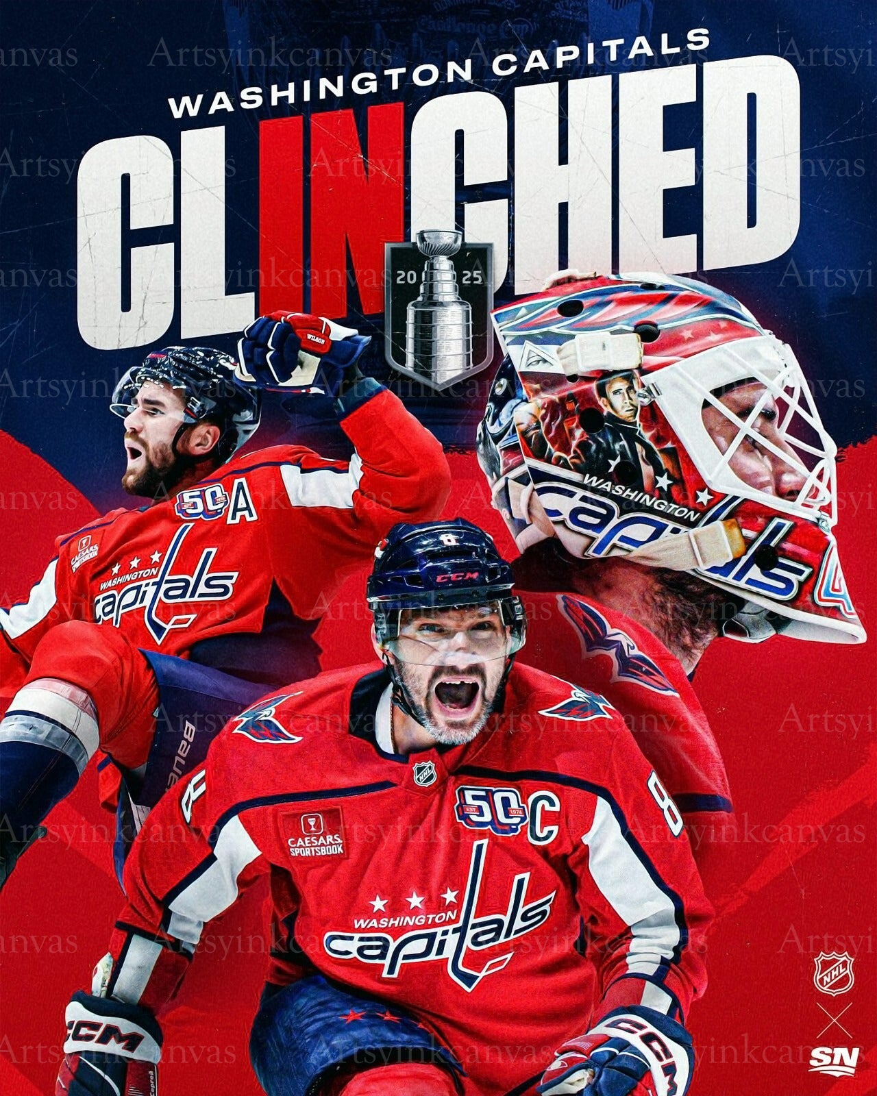 Washington Capitals Playoffs Clinched canvas wall art