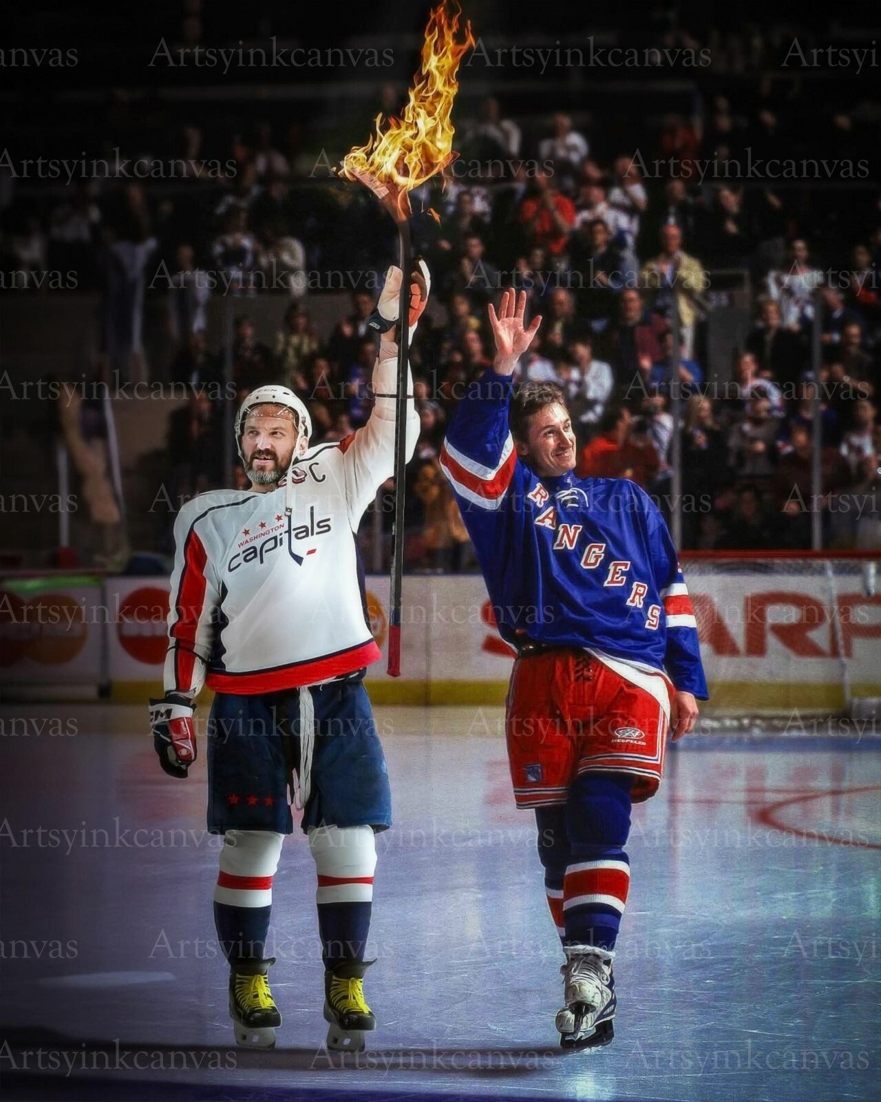 Wayne Gretzky passes the torch Alex Ovechkin 895 goals canvas wall art