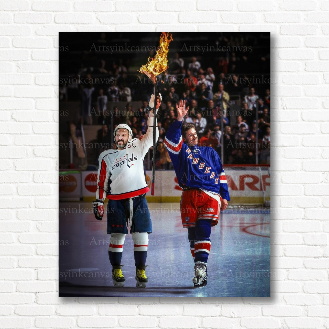 Gretzky Ovechkin NHL record celebration canvas print