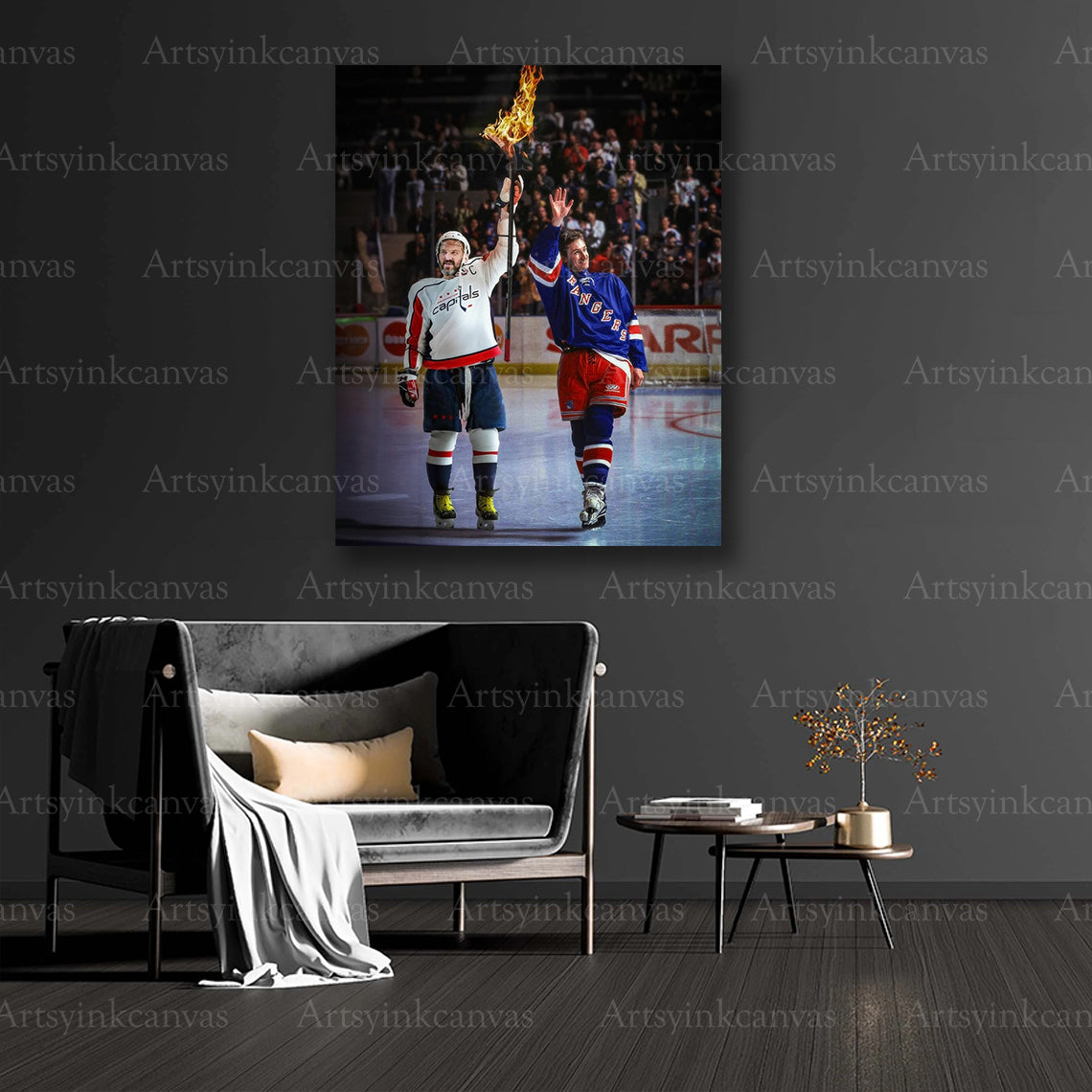 Gretzky Ovechkin collector hockey canvas art