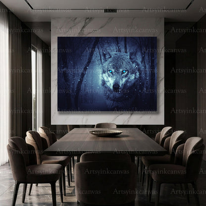 Detailed wolf animal canvas artwork