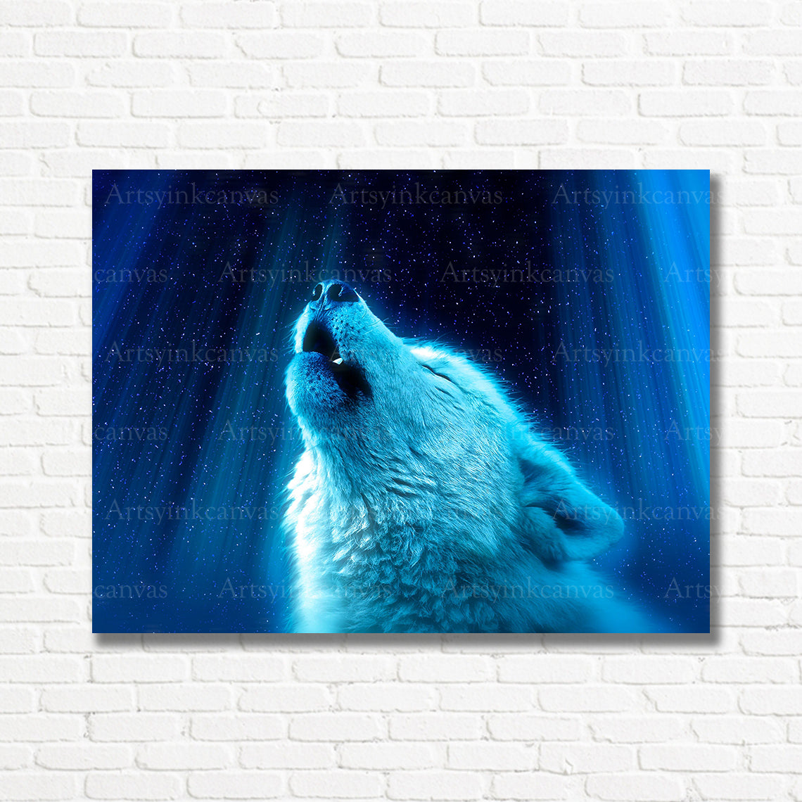 Howling wolf wildlife canvas print