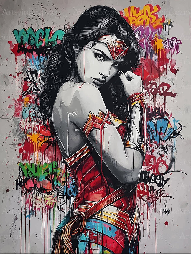 Wonder Woman graffiti canvas wall art