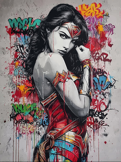 Wonder Woman graffiti canvas wall art