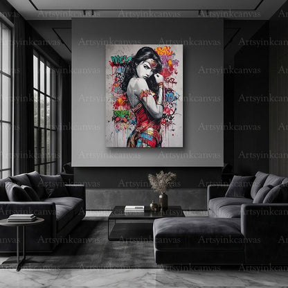 Wonder Woman character graffiti artwork