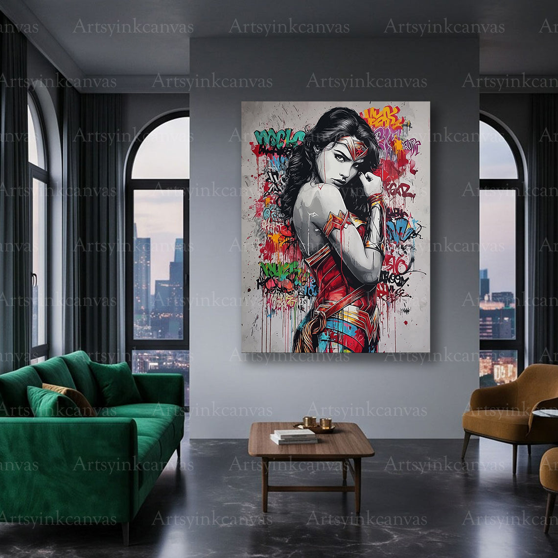 Superhero inspired Wonder Woman canvas wall decor
