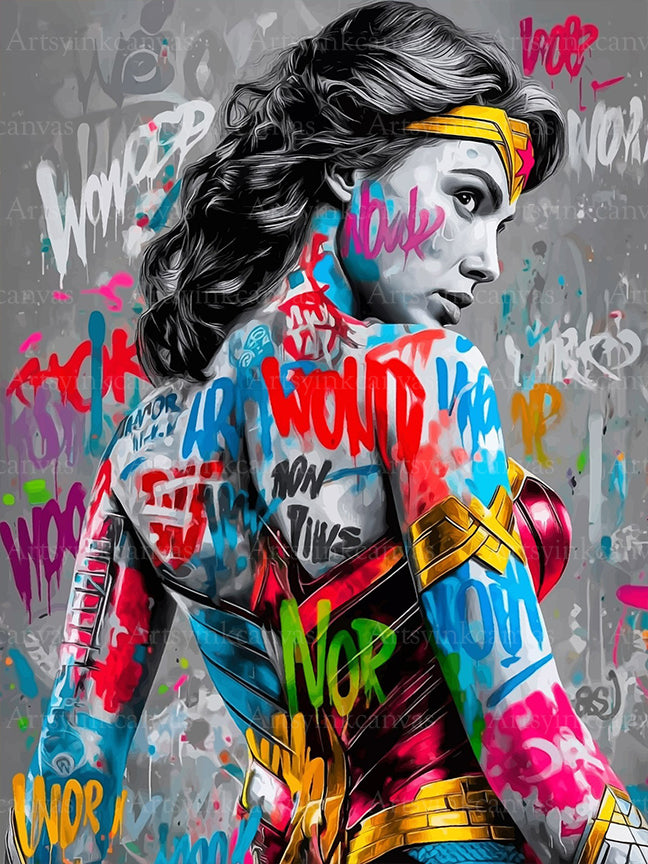 Wonder Woman Warrior Spirit graffiti canvas wall art