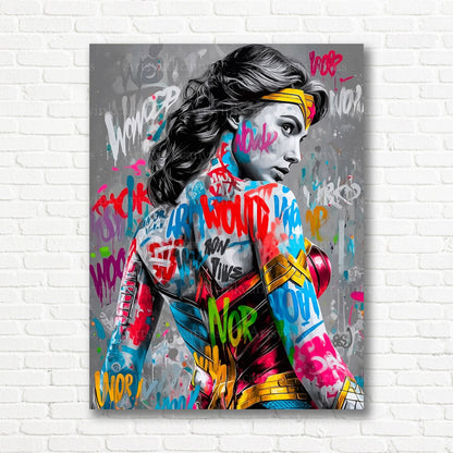 Wonder Woman DC Comics superhero graffiti canvas print