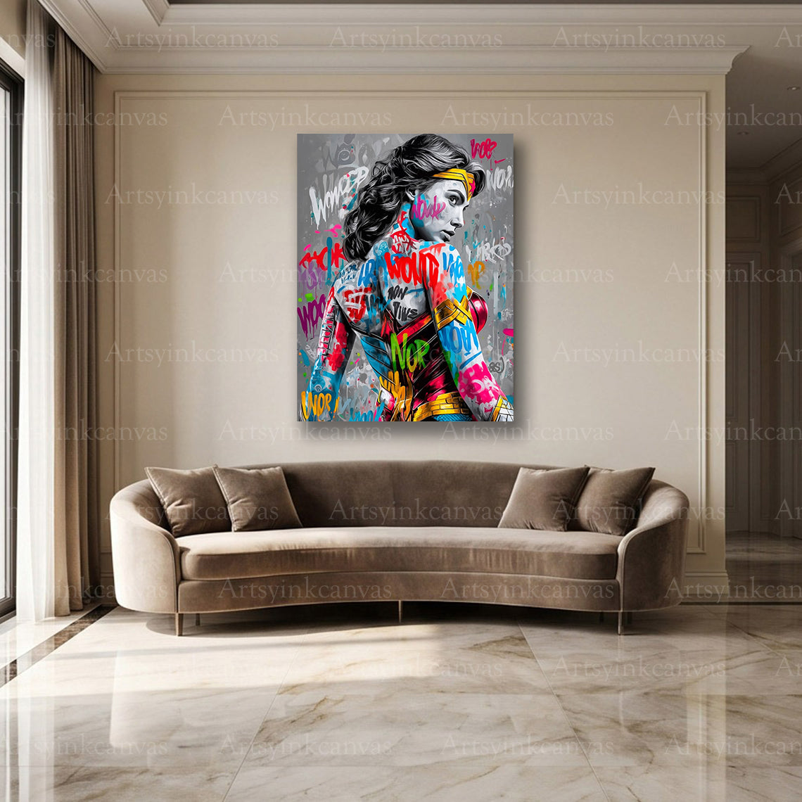Wonder Woman warrior heroine modern street art wall decor