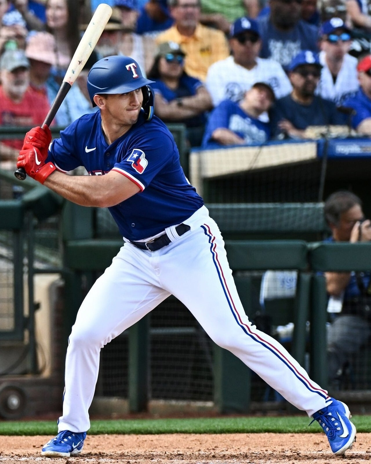 Wyatt Langford at bat action canvas wall art