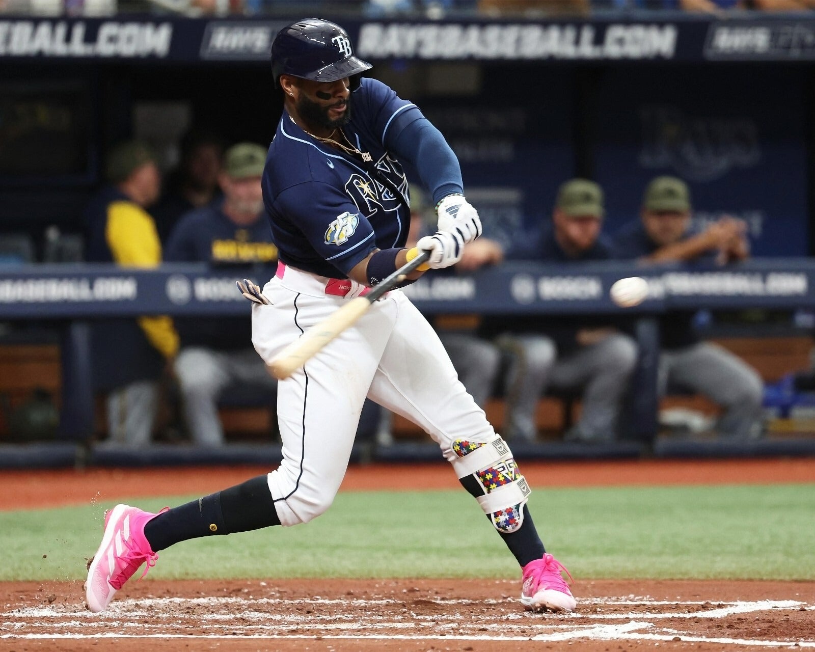 Yandy Díaz swinging at the bat canvas wall art