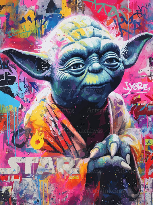 Yoda Galactic Wisdom graffiti canvas wall art