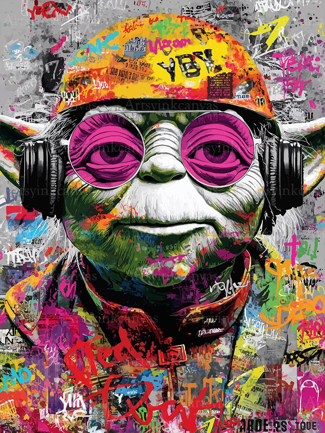 Yoda Wisdom of the Jedi graffiti canvas wall art