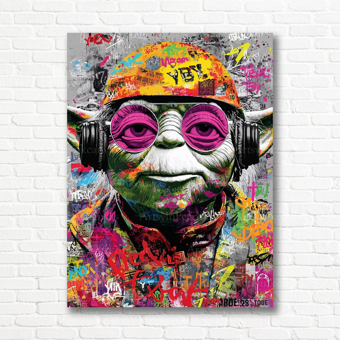 Yoda Star Wars graffiti canvas print
