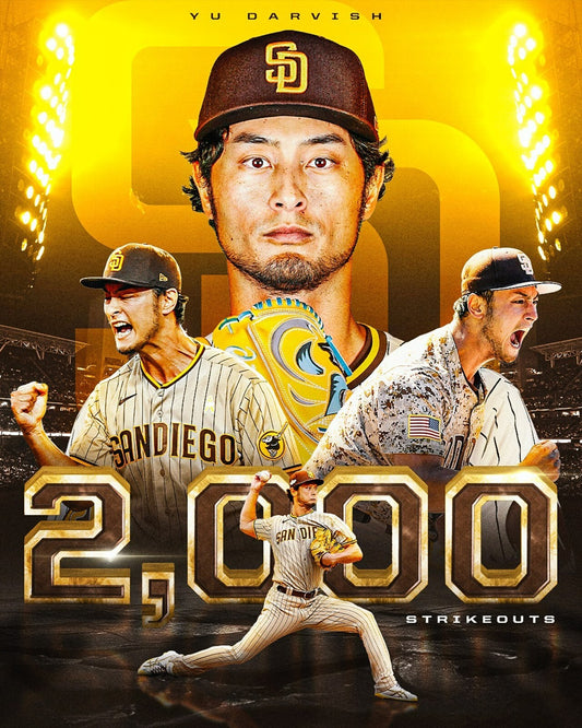 Yu Darvish 2,000 career strikeouts canvas wall art