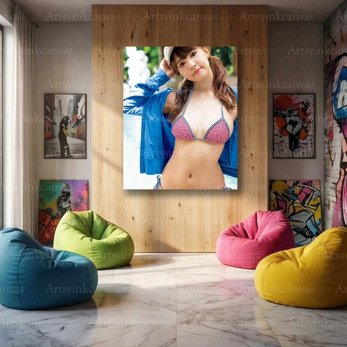 Yua Mikami beachwear themed decorative canvas print