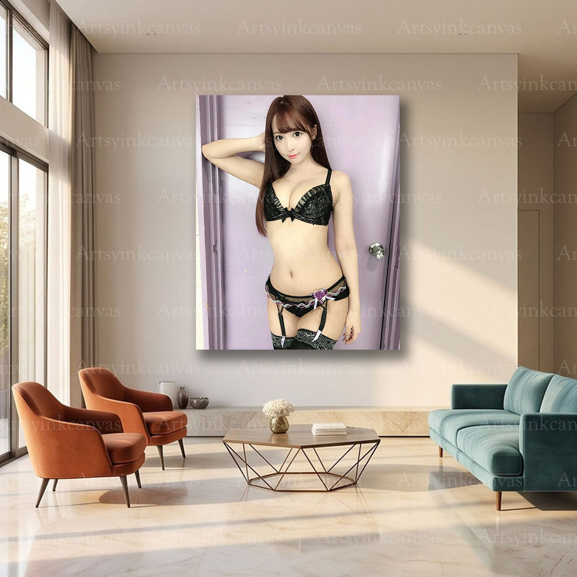 Yua Mikami pop culture artwork in elegant black styling