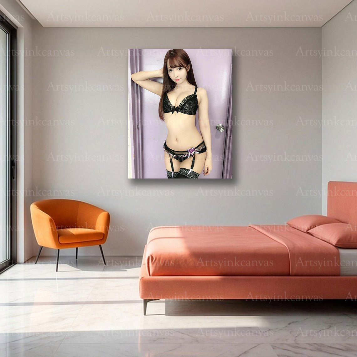 Yua Mikami black fashion themed canvas for modern interiors