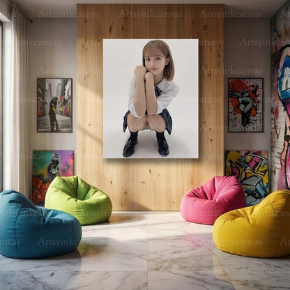 Yua Mikami seated dress portrait premium canvas print