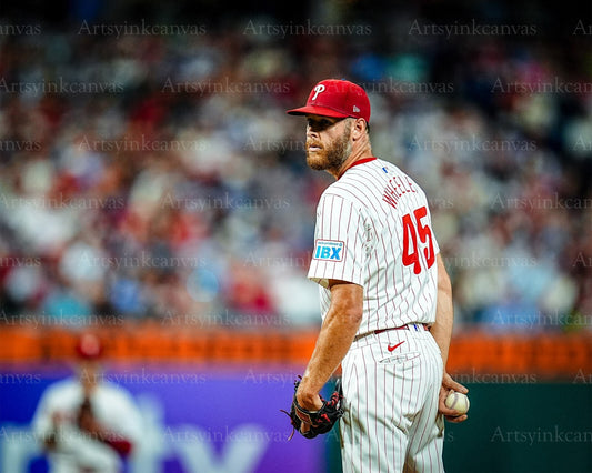Zack Wheeler pitching on the mound canvas wall art