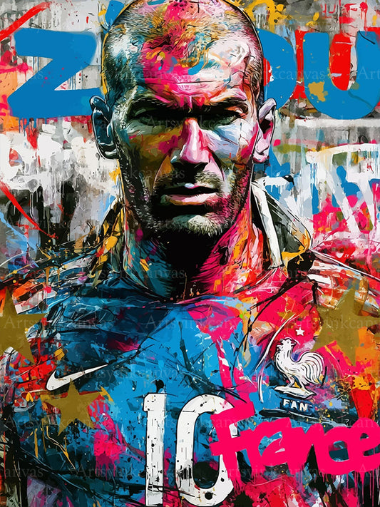Zidane 10 graffiti canvas wall art