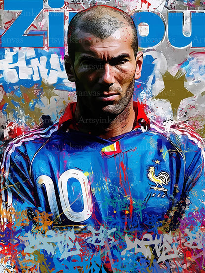 Zinedine Zidane graffiti canvas wall art