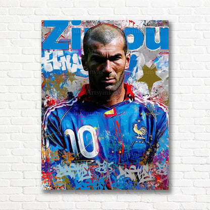 Zinedine Zidane soccer graffiti canvas print