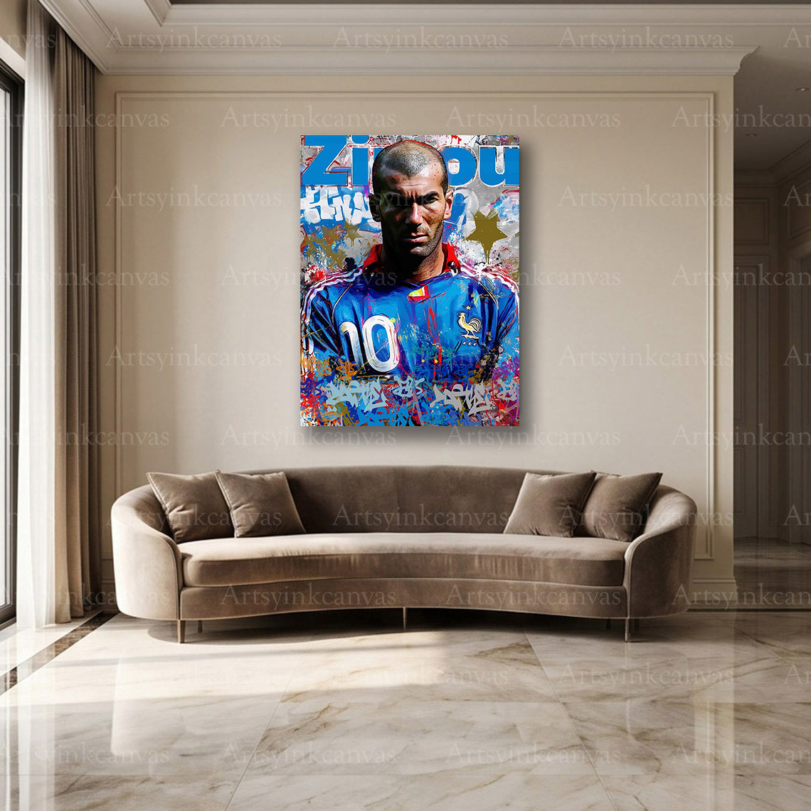 Zidane France football street art wall decor