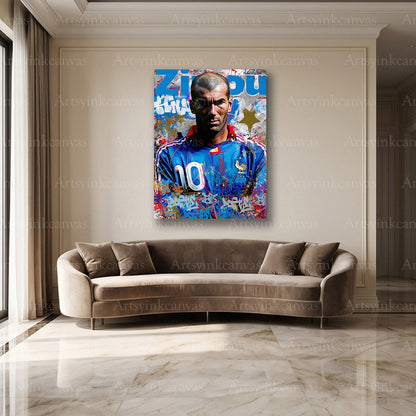 Zidane France football street art wall decor