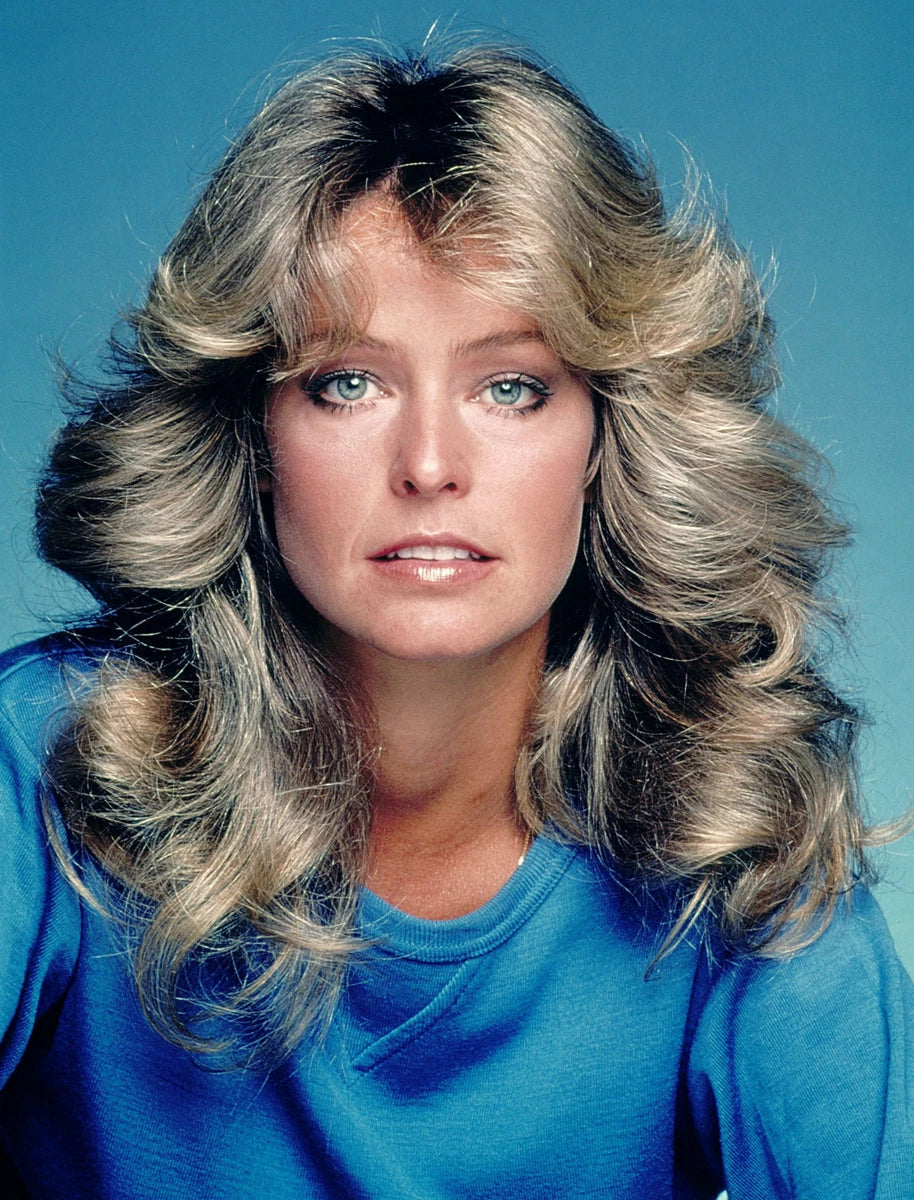 Farrah Fawcett Blue Shirt Canvas Wall Art – Vintage Hollywood Aesthetic Poster