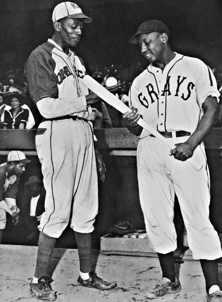 Satchel Paige & Josh Gibson Canvas Wall Art – Black & White Baseball Legends Poster