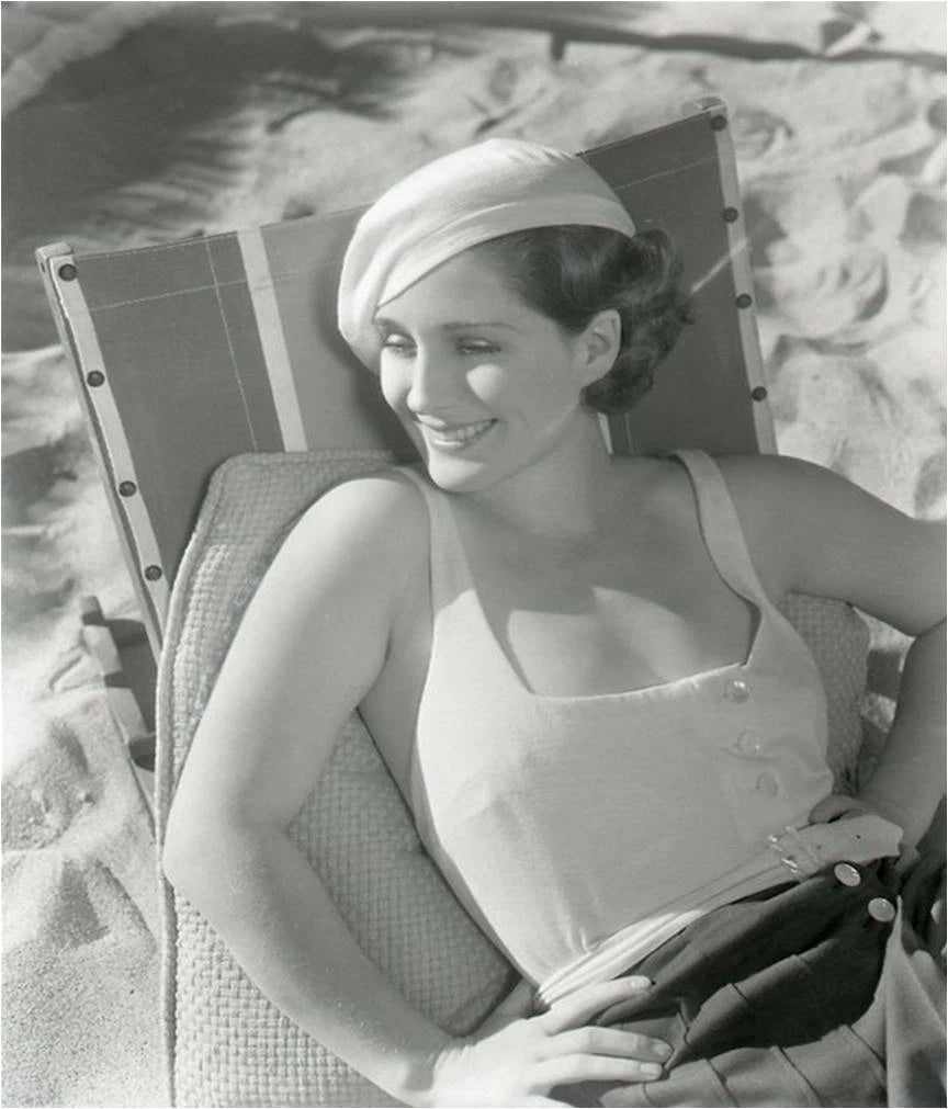 Norma Shearer Black & White Beach Canvas Wall Art – Classic Hollywood Poster