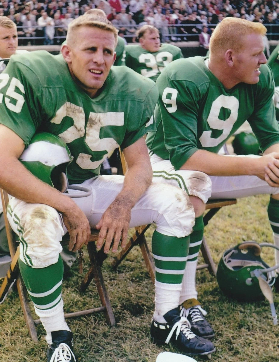 Tommy McDonald & Sonny Jurgensen Sitting Canvas Wall Art – Vintage NFL Legends Poster
