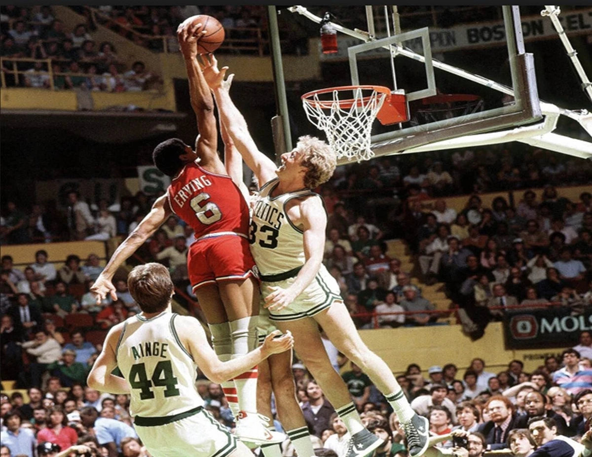 Julius Erving Jumping Canvas Wall Art – NBA Legend Dunk Poster