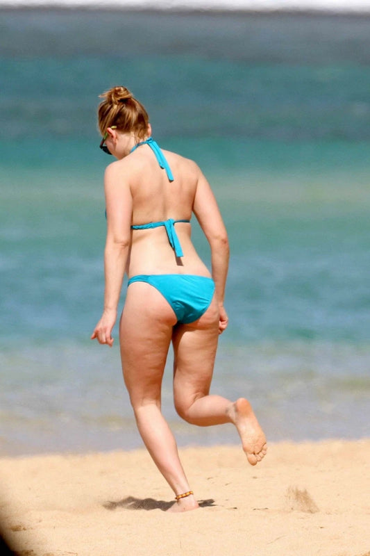 Scarlett Johansson Blue Beach Canvas Wall Art – Modern Glam Poster