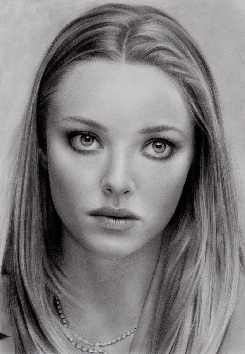 Amanda Seyfried Pencil Sketch Canvas Wall Art – Artistic Portrait Poster