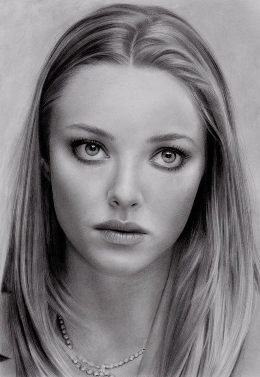 Amanda Seyfried Pencil Sketch Canvas Wall Art – Artistic Portrait Poster