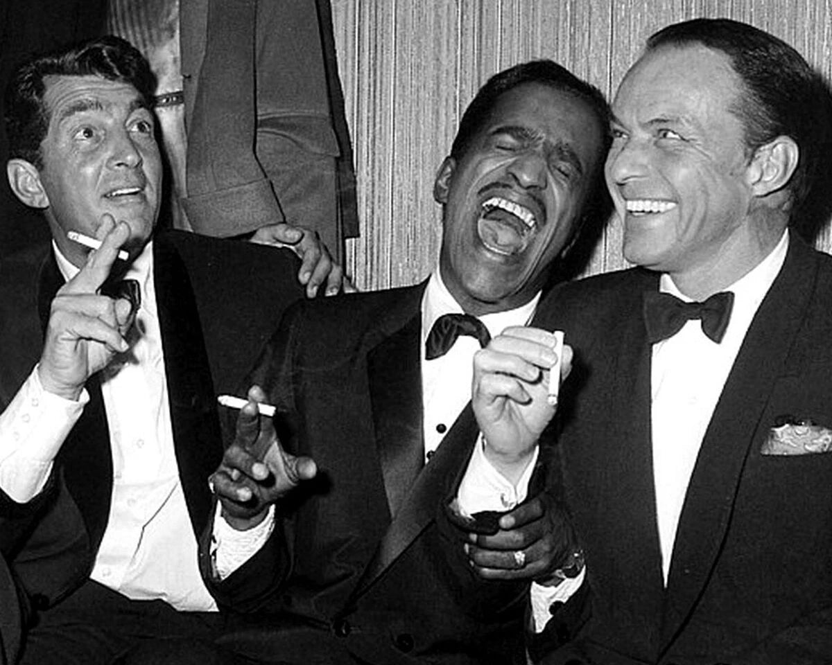 Dean Martin With Friends Black and White Canvas Wall Art – Classic Rat Pack Retro Poster