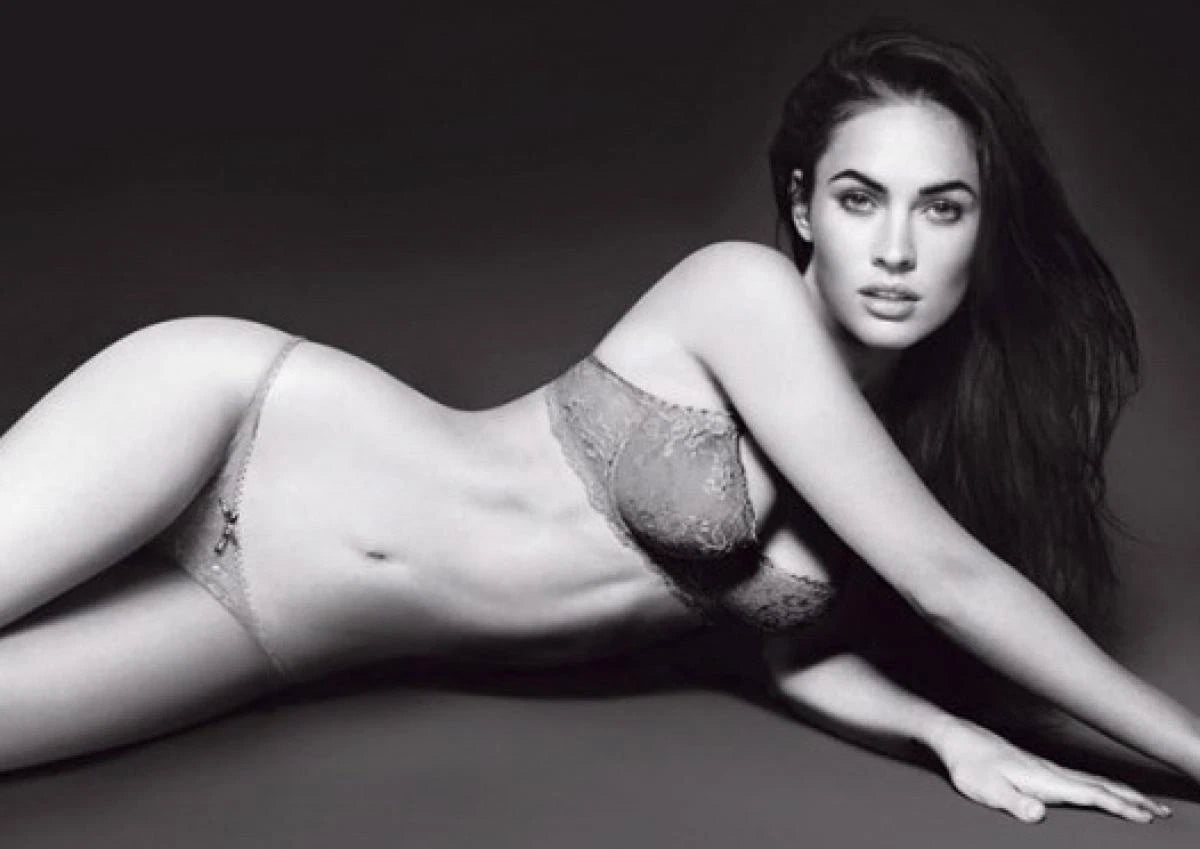 Megan Fox Black and White Canvas Wall Art – Bold Glam Portrait Poster
